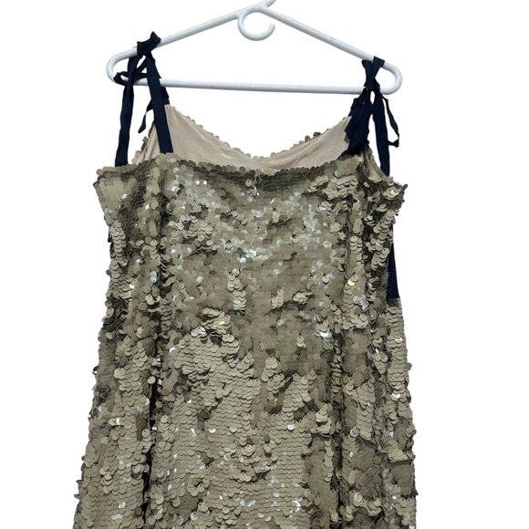J.Crew Collection Desert Canyon Sequins Midi Dress 12 Gold Tie Shoulders Party - Picture 9 of 15